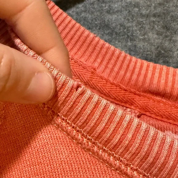 Aerie Sweatshirt womens Medium pink coral floral soft distressed oversized comfy - Picture 7 of 14